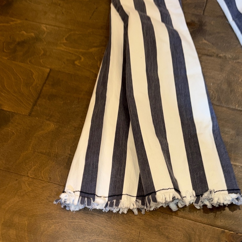 Altar'd State Blue and White Striped Flare Jeans - Picture 7 of 7